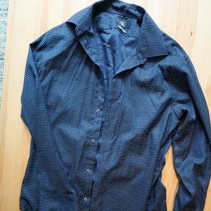Calvin Klein Dark Navy Grid Dress Shirt